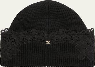 Valentino Garavani VLogo Signature Cashmere & Lace Beanie