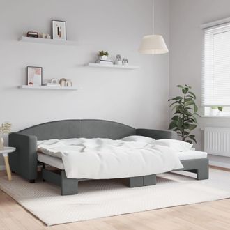 vidaXL Sof&aacute; Cama Nido Tela Gris Oscuro 90x200 Cm Vidaxl