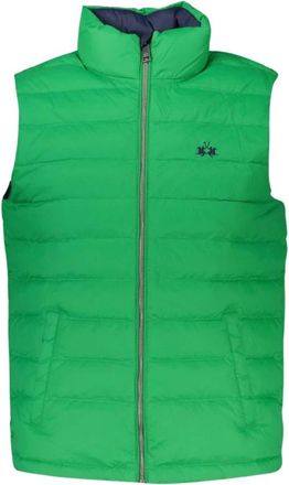 La Martina Geborduurde Mouwloze Polyamide Jas met Rits - Heren - Bodywarmers - Groen - 2XL - Jassen