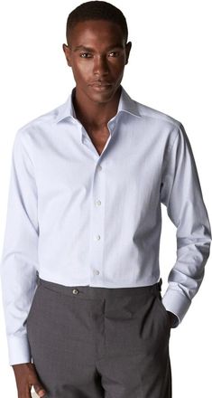 Eton Heren, Overhemden, Blauw, Maat: L Katoen