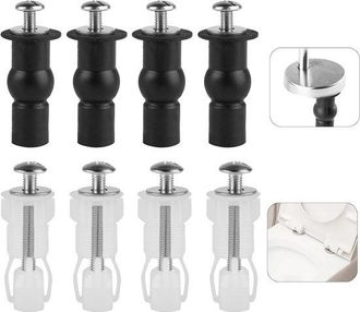 No Brand Juego De 8 Tornillos Universales Para Asientos De Inodoro, Pernos De Montaje Con Tuercas De Goma El&aacute;stica Y Conectores De Bisagra Para Fijaciones En A