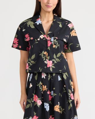 Ellen Tracy Womens Short Sleeve Camp Shirt