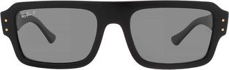 Ray-Ban Lukas Bio-Based Polarized Black Rectangular Unisex Sunglasses RB4454 667748 56