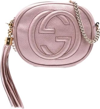 Gucci Borsa a tracolla Soho Chain mini in pelle di vitello metallizzata 2016-2025 - Rosa