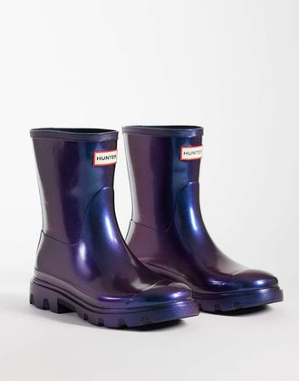Hunter unisex stivali da pioggia corti Downpour in blu nebula