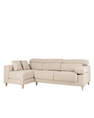 Deco Wood Sof&aacute; 4/5 plazas y chaise longue izquierdo color beige 300cm