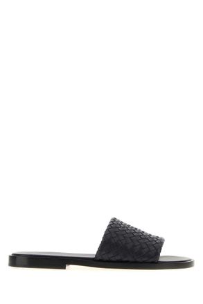 Bottega Veneta Black Leather Sandals