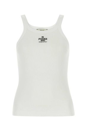Fendi White Stretch Cotton Top