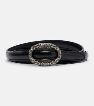 Saint Laurent Crystal-embellished leather belt