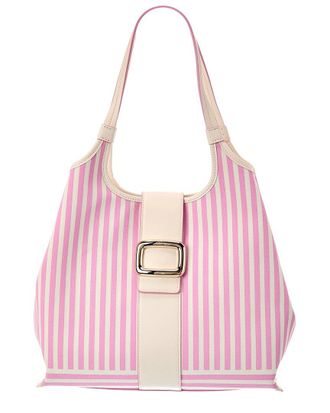 Roger Vivier Logo Leather & Canvas Tote