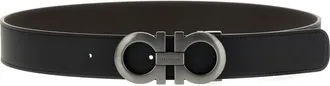 Ferragamo Black Gancini Solid Reversible Belt