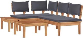 vidaXL Vidaxl - Garden Bench Set with Cushion with Storage 4 pcs Brown, Grey