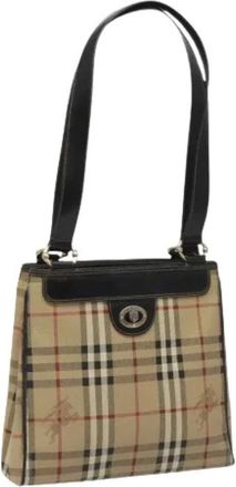 Burberry Pre-owned Shoulder Bags, female, Beige, Size: ONE SIZE Pre-owned Vintage PVC Leather Tote Bag