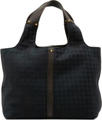 Bottega Veneta Pre-owned Geweven Canvas Tote Bag - Dames - Vintage Shopper - Zwart - ONE Size - Leer - Vintage