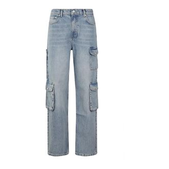 Moschino Straight Jeans, female, Blue, Size: W28 Denim Pants Classic Style