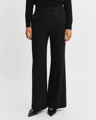 GANT Women Wool Blend Flared Tuxedo Pants (34) BLACK