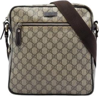 Gucci Pre-owned Vintage Canvas Crossbody Bag - Dames - Vintage Schoudertas - Beige - ONE Size - Leer - Vintage
