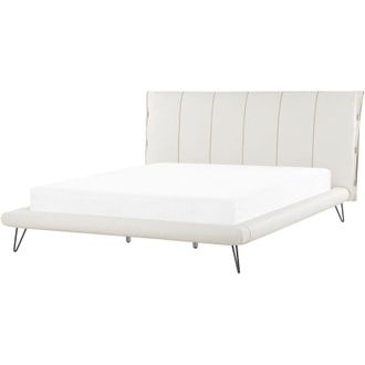 Beliani Cama Con Somier Tapizada En Piel Sint&eacute;tica Beige Claro Con Patas De Metal 180 X 200 Cm Estilo Moderno Betin