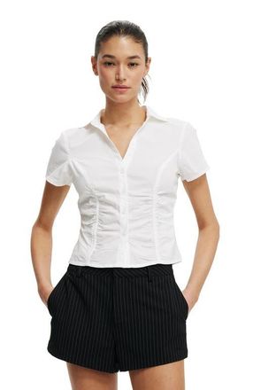 Cotton On Womens Maya Rouched Shirt in White at Nordstrom, Size 10