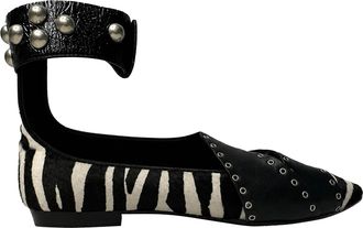Isabel Marant Zebra Print Linzy Eyelet Pointed Toe Flats in Animal Print Calfskin