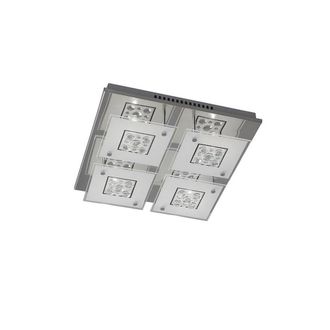 Netlighting Cosmic Flush Ceiling Square 4 Light Polished Chrome Glass Crystal in Grey