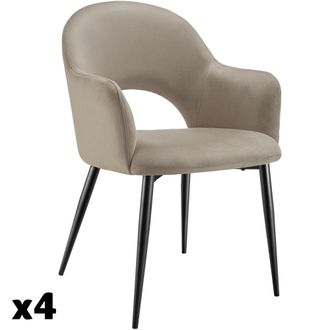 TecTake 4 sillas de comedor aspecto terciopelo 57 x 61,5 x 87,5 cm gris topo