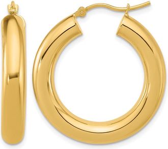 Diamond2Deal 14k Yellow Gold 5x30mm Round Hoop Earrings