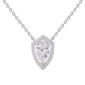 Diamond2Deal 14k White Gold 2.5 Ct Pear Shape Lab Grown Diamond Pendant Necklace 18 Chain VVS-VS, E-F
