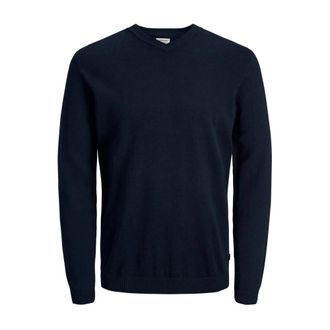Jack & Jones V-hals Gebreide Trui - Heren - V-hals truien - Blauw - L - Katoen - Truien & Vesten