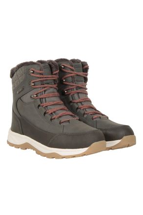 Mountain Warehouse Tundra Womens Snow Boots Sherpa Fleece Lined Waterproof Winter Shoes Khaki