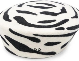 Ruslan Baginskiy MMM040033 Zebra-Print Wool Felt Flat Cap - Multicolor