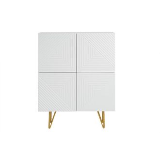Miliboo Madia design con incisioni bianco opaco e metallo dorato 4 ante L86 cm ozen