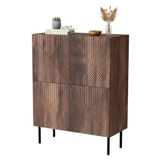 Dmora Aparador Gaby, Aparador De Sal&oacute;n Con Dos Puertas Batientes, Elevado Del Suelo, 118x40 H89 Cm, Nogal