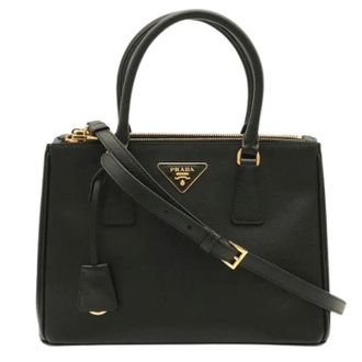 Prada Pre-owned Galleria Saffiano Leather 2way Bag - Dames - Pre-owned - Zwart - Maat: ONE Size Leer