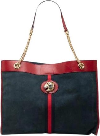Gucci Pre-owned Tote Bags, female, Blue, Size: ONE SIZE Pre-owned Suede Tote Bag