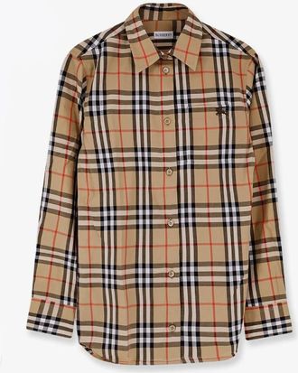 Burberry Check Print Long-Sleeved Poplin Shirt, Brand Size 10 ( US Size 8 )