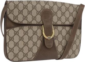 Gucci Pre-owned Vintage GG Canvas Schoudertas - Dames - Vintage Schoudertas - Beige - ONE Size - Leer - Vintage