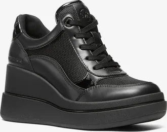 Michael Kors Emmy Leather and Mesh Wedge Trainer