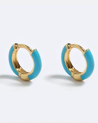 Emma Pills Mini Enamel Huggies in Ocean Glo at Nordstrom, Size X-Small