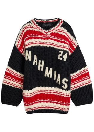 Nahmias Logo Striped-intarsia Wool Jumper - Black - XL