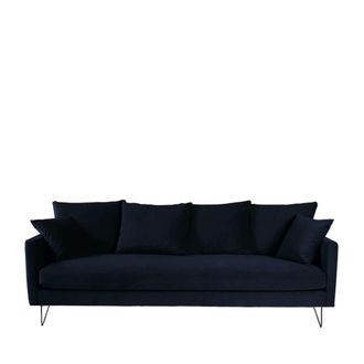 DRAWER Sof&aacute; cama 3 plazas terciopelo patas metalicas negras - Azul marino