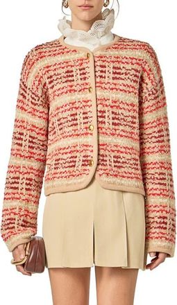 English Factory Textured Stripe Wool Blend Jacket in Tan Multi at Nordstrom, Size X-Small