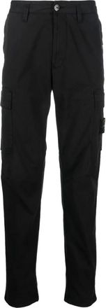 Stone Island Compass Motif Tapered Broek - Heren - Slim Fit Broeken - Zwart - W31 - Katoen - Broeken