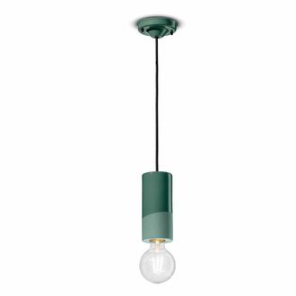 Ferroluce Suspension Lamp Green Bottle Wide Cylinder