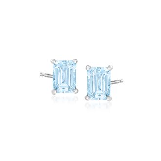 Ross-Simons Aquamarine Stud Earrings in Sterling Silver