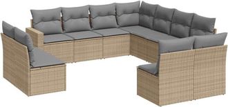vidaXL Set De Sof&aacute;s De Jard&iacute;n 11pzas Con Cojines Rat&aacute;n Sint&eacute;tico Beige Vidaxl
