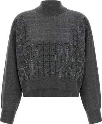 Brunello Cucinelli Cashmere coltrui - Dames - Cashmere truien - Grijs - S - Kasjmier - Truien & Vesten