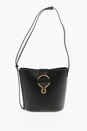 IL BISONTE Leather Bucket Bag with Golden Effect details size Unica