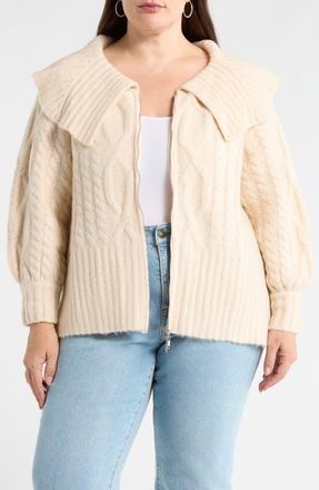 Sugarlips Mitchell Crop Zip Cardigan in Cream at Nordstrom, Size 3 X