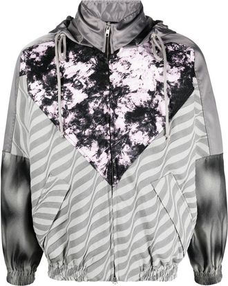 Song for the Mute graphic-print hooded jacket - men - Cupro/Polyester - 48 - Grey